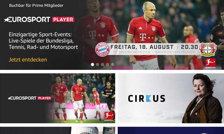 Ab sofort auch bei den Amazon Channels buchbar: Eurosport Player