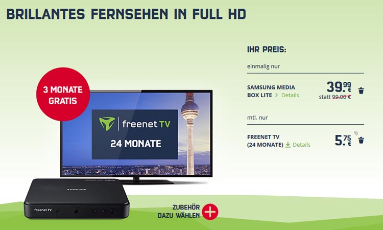 3 MONATE GRATIS Freenet TV DVB-T2 HD ABONNEMENT 5,75 EUR MONAT