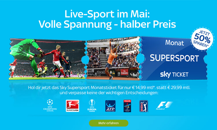 Sky Supersport Monatsticket mit 50% Rabatt